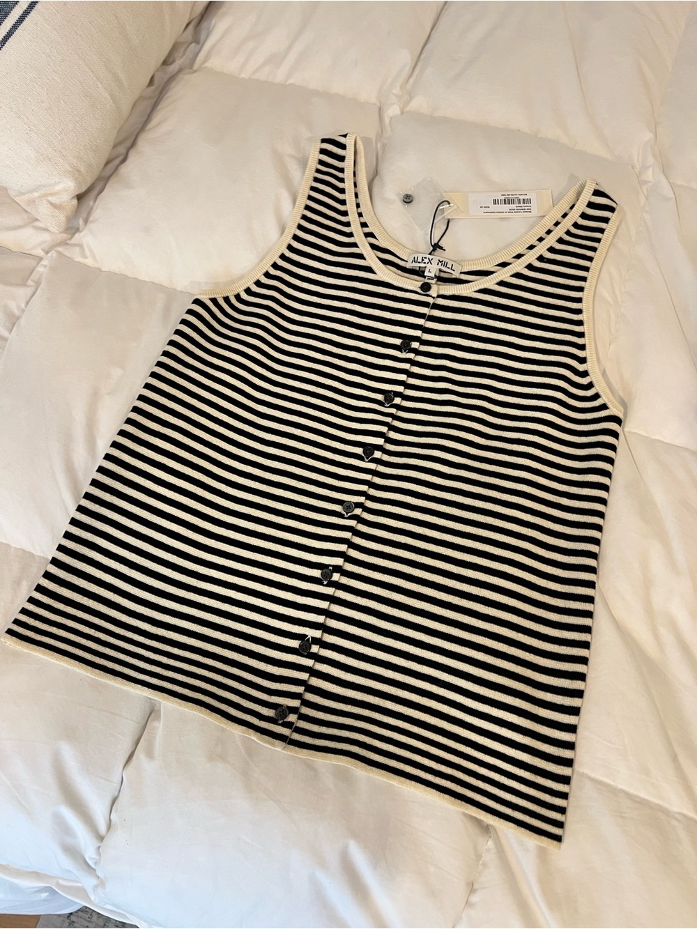 Alex Mill Louisa Vest In Striped Cotton Cashmere Button Up